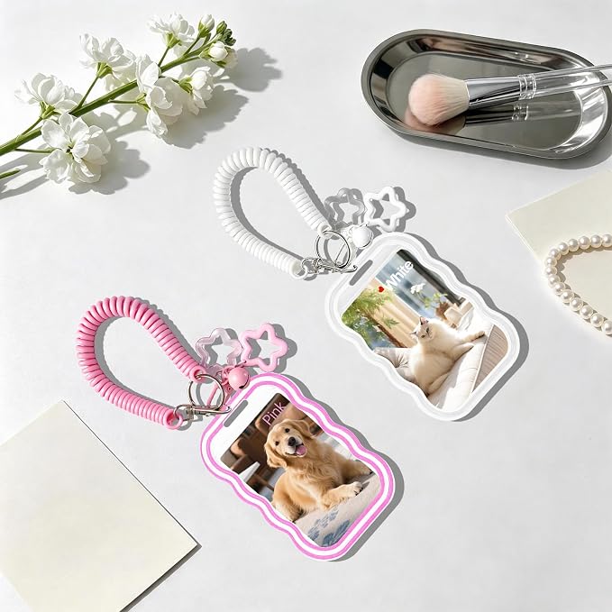 2 Pack Cute Photocard Holder Keychain,Kpop Photo Card Holder | Creative Photo Protector Keychain Accessories for Bus Card, Daily Display & Travel Decorations Gifts - Image 5