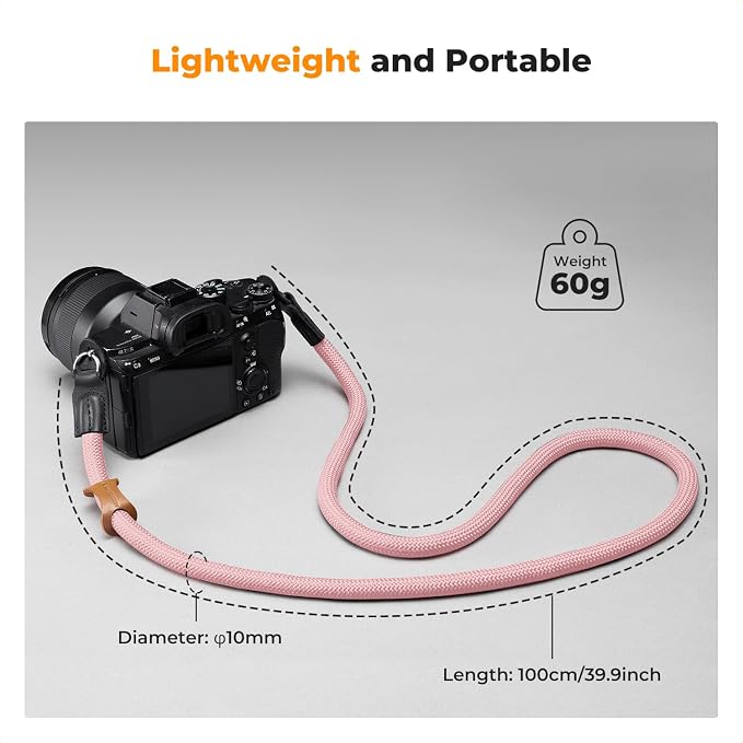 K&F CONCEPT Camera Neck Strap,100cm Camera Shoulder Strap | Nylon Rope, with O-ring for DSLR Camera, for Street Photography BJ01 - Image 4