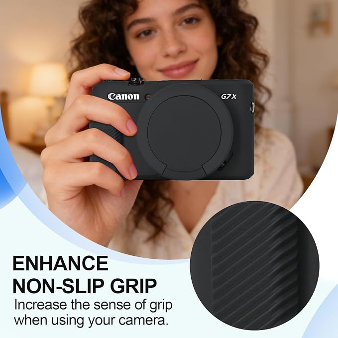 Case with Removable Lens Cover for Canon G7X Mark II/G7XII Camera(Black) | Soft Silicone Camera Protective Case,Slim Fit,Anti-Scratch,Dustproof,Shockproof,Camera Accessories,For Travel,Daily Use - Image 4