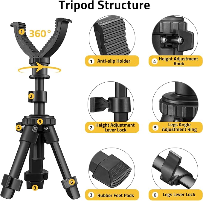 CVLIFE Shooting Rest Tripod 360 Degree Rotation V Yoke Stand | Rifle Rest for Target Shooting Adjustable Height Shooting Tripod Hunting and Outdoor Activities - Image 2