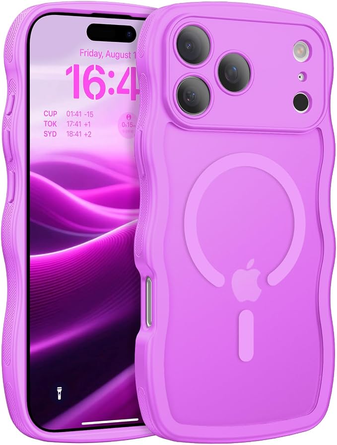 BENTOBEN Magnetic for iPhone 17 Pro Max Case, Cute Wavy [Full Camera Protection][Compatible with MagSafe] Matte Anti-Slip Bumper Women Girls Boys Protective Cover for 17 ProMax 6.9", Berry Purple - Image 9