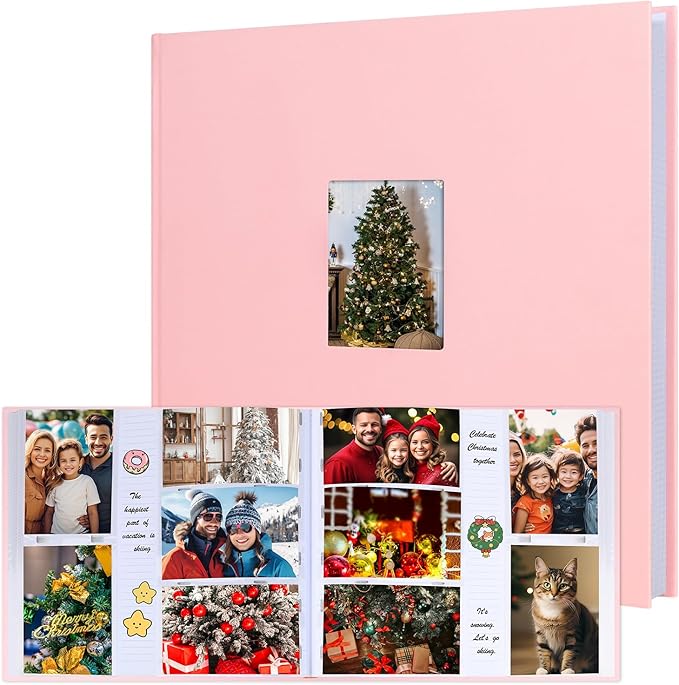 600 Pocket 4x6 Photo Album with Writing Space, Linen Cover, Pink | Large Capacity, 4x6 Album Book, with Memo for Family, Wedding Baby, Travel Memories Graduation Pictures by Xfveiwoo