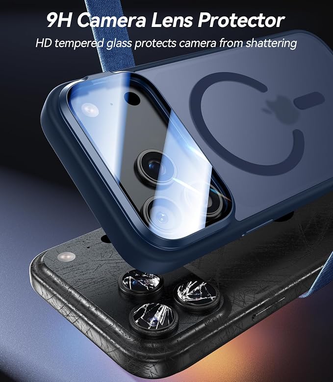 VOFATA [Upgraded Full Camera Protection] for iPhone 17 Pro Max Case with Camera Cover Stand [Fit for MagSafe][10FT Mil-Grade Protection] Translucent Magnetic iPhone 17 Pro Max Phone Case, Blue - Image 3