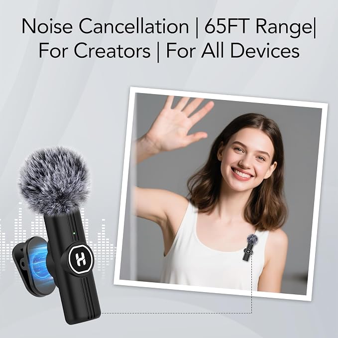 HEHOTTC 3 in 1 Mini Wireless Lavalier Microphone for All Devices (iOS, Andriod, Camera, PC) - Noise Reduction Lapel Mic for Recording, Clip on Omni Lav Mic for Video Recording, Tiktok, YouTube, Vlog - Image 3
