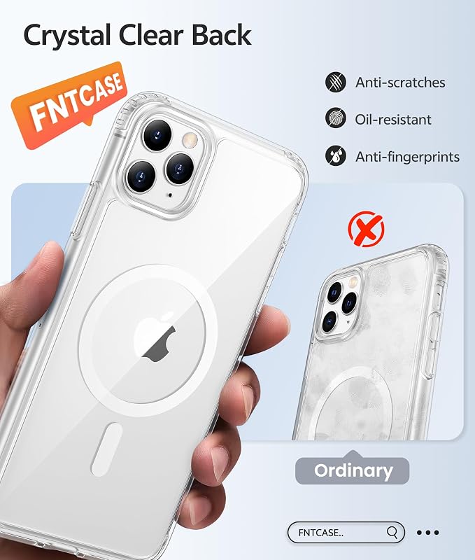 FNTCASE for iPhone 11 Pro Max Case Clear, Fit for Magsafe, Anti Yellowing | Magnetic Phone Cases, 14FT Military Grade Drop Protection, Slim Shockproof Protective Cover, Transparent - Image 6