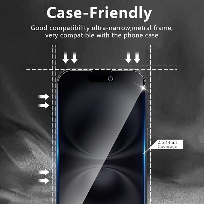 3+3 Pack Privacy Screen Protector Designed for iPhone 16 With 3 Pack Camera Lens Protector,Full Coverage Anti-Spy Tempered Glass Film,9H Hardness,Bubble Free,Easy to Install - Image 6