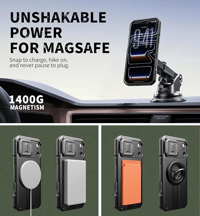 Dexnor for iPhone 17 Pro Max Case, [Built-in Flip Camera Cover & Camera Control Cover & Kickstand], Compatible with MagSafe, Heavy-Duty Rugged Shockproof Magnetic Phone Cover, 6.9 inch Black - Image 7