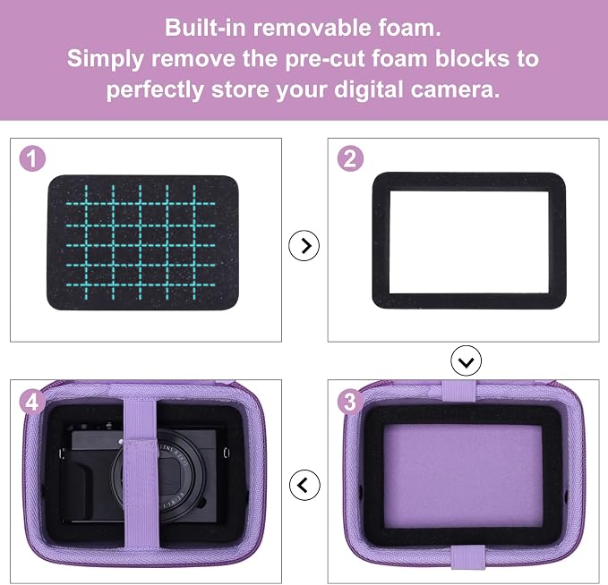Camera Case Bag Compatible with Canon PowerShot G7 X Mark III, Mark II, SX740 HS, Sony ZV-1, KODAK PIXPRO WPZ2 Digital 4K Vlogging Camera, Point and Shoot 4K Video Camera Bag, Purple (Case Only) - Image 4