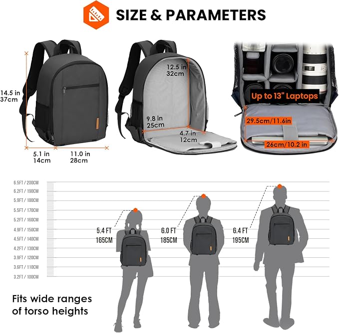 TARION Small Camera Backpack for Photographers Compact 12L Black TB-S | 14 Inch Laptop Compartment, Rain Cover, Bottom Tripod Holder, for DSLR Mirrorless Cameras, Everyday Shooting Bag - Image 8