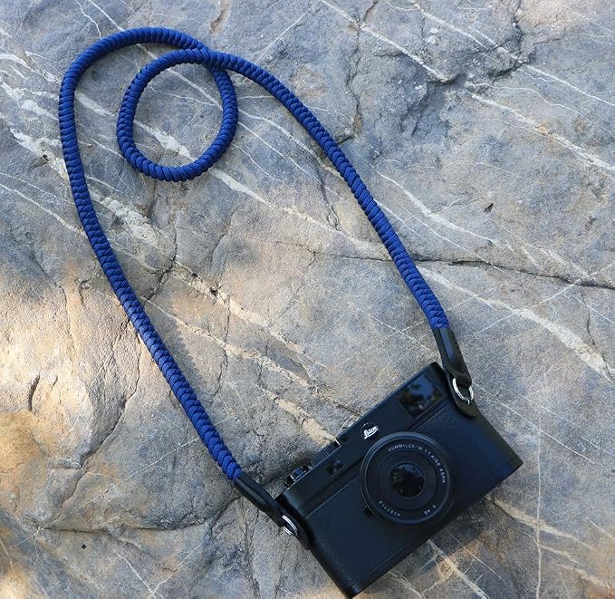 Paracord Camera Strap Long Camera Neck Shoulder Strap for SLR DSLR Digital Mirrorless Cameras 47inch/120cm Navy Blue - Image 2
