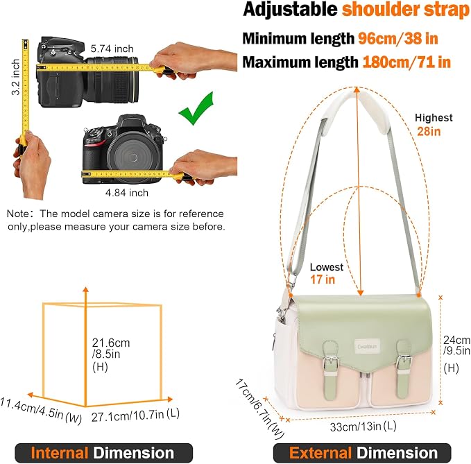 Cwatcun Large Camera Messenger Bag, Crossbody Case with Tripod Holder | Camera Shoulder Photography Bag for Men/Women for Canon, Nikon, Sony, Fuji DSLR/SLR/Mirrorless Cameras, Lens and Accessories - Image 4