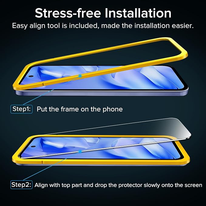 ivoler Screen Protector for Google Pixel 9a Tempered Glass 2-Pack | with [Easy Installation Frame], Anti-Scratch Case Friendly Clear HD Film for Pixel 9a 6.3 inch - Image 4