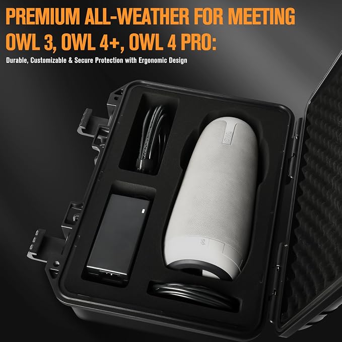 Hard Camera Case for Meeting Owl 3 – Large Capacity Travel Case for Camera | Waterproof Carrying Case for Owl 4+ / 4+ Pro, Power Supply, Cables, Card Holder, and Meeting Accessories, Conference Use - Image 4