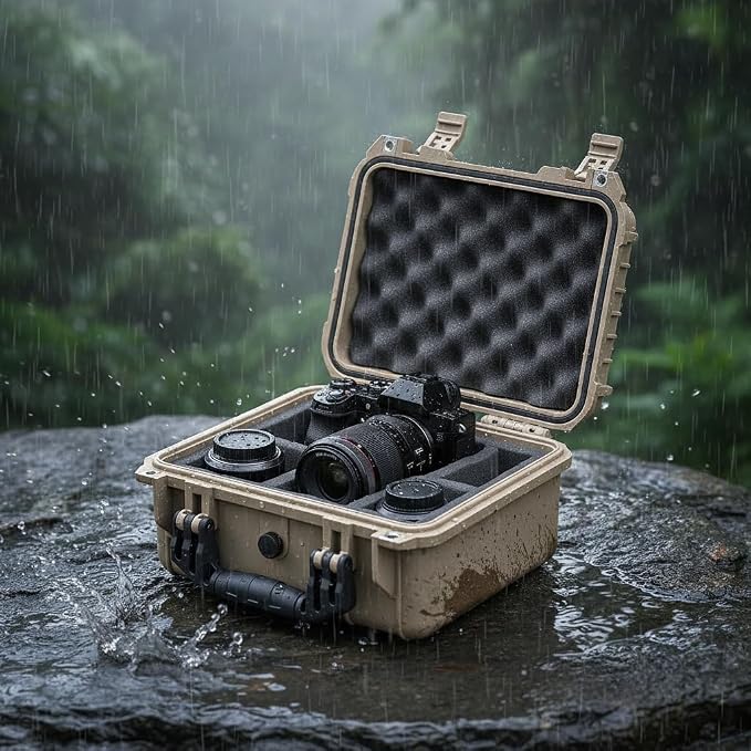 MEIJIA All Weather IP67 Waterproof Hard Camera Case,Hard Protective Case,Hard Case with Customizable Foam,Fit Use of Drones,Camera,Equipments,Pistols(Desert Tan,13.35 x11.63x5.98inches) - Image 2