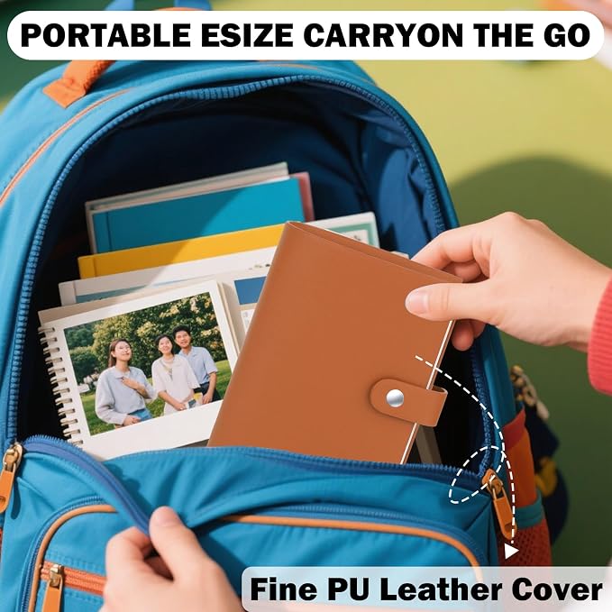 2 Pack Small Photo Albums 5x7 Pictures, 104 Photos Total, Brown | Leather Cover, Buckle Design, Acid-Free Pages, Top-Loading Pockets, Compact Carry, Photos Postcards & Artwork - Image 6