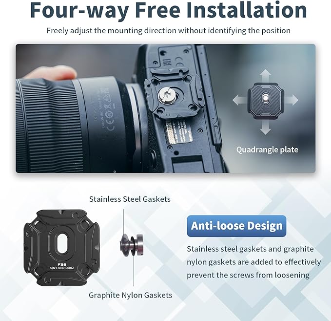 ULANZI F38 Multi-Hole Camera Quick Release Plate Kit | 1/4" to 3/8" Mount Quick Release System QR Plate Camera Tripod Mount Adapter for Sony Canon Monopod DSLR Stabilizer Slider - Image 3