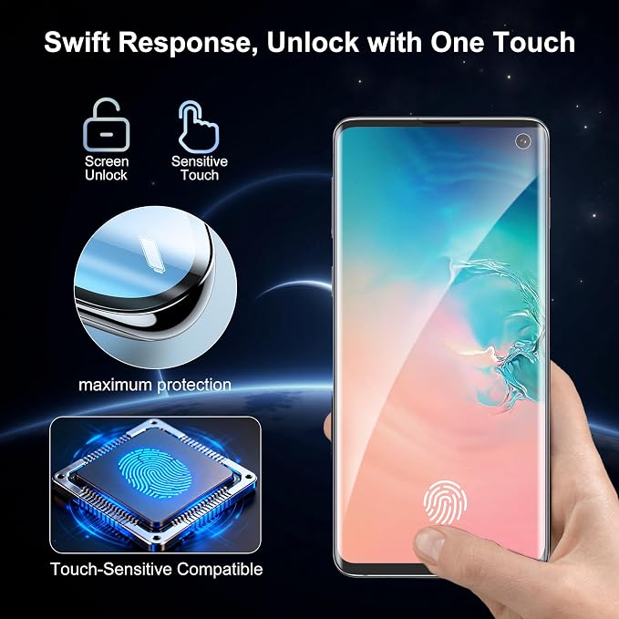 For Samsung Galaxy S10 Screen Protector, 2+2 9H Tempered Glass, Lens Guard | Ultrasonic Fingerprint Compatible, 3D Curved Fit, Case-Friendly, HD Clear, Responsive Touch, Guided Install - Image 2