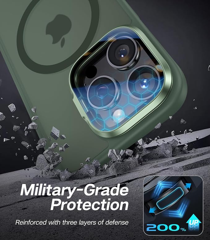 VOFATA [Upgraded] for iPhone 16 Pro Max Case with Camera Cover Stand [Fit for MagSafe][9H Camera Lens Protector] Mil-Grade Protection Translucent Magnetic iPhone 16 Pro Max Phone Case, Green - Image 5