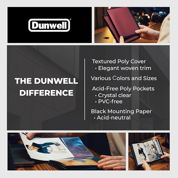 Dunwell 4x6 Photo Album & Art Portfolio Binder, 24 Clear Sleeves, Ruby | Displays 48 Pages, 24 Clear Sleeves, Black Mounting Paper, Organizer for 4x6 Photos - Image 8