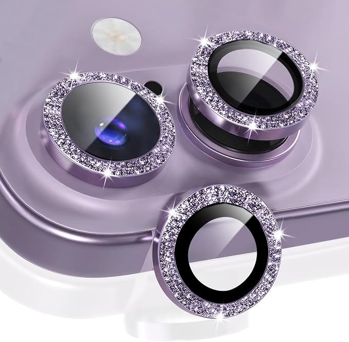 2 Set Camera Lens Protector for iphone 17,Ultra HD 9H Tempered Glass Camera Protector,Anti Scratch Women Girls Shiny Camera Cover for iphone 17 2025,Glitter Purple by Unknown