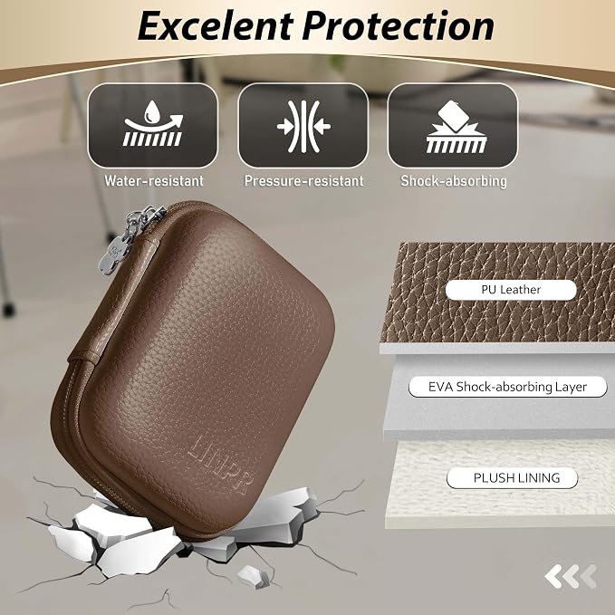 Digital Camera Case for KODAK PIXPRO FZ55/FZ45, Case Only, Brown | Fits CAMKORY DC403 and Canon PowerShot ELPH 360 HS Compact Digital Cameras, Small Hard Shell Camera Pouch with Mesh Pocket - Image 5
