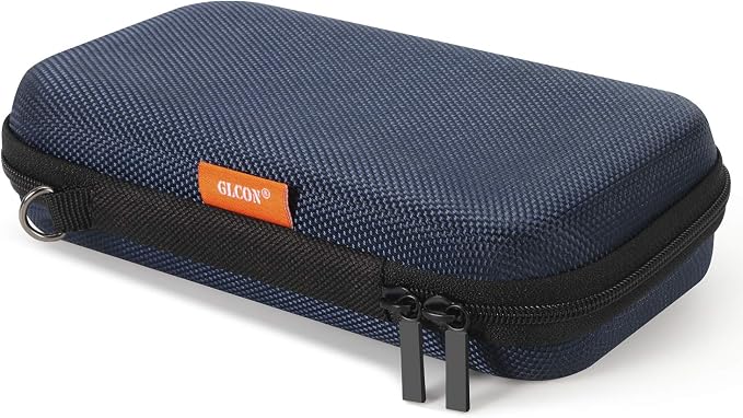 Portable Tech Travel Bag, Grey Blue Hard EVA Protective Storage Bag | Mesh Inner Pocket, Fits Power Bank, Hard Drive, Cell Phone, External Battery, Charging Cable, Zipper by GLCON