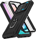 Fit for Samsung A24 Phone Case with 2PCS Screen Protector, Build in 360° Rotating Ring Kickstand, Military Grade Protective Case for Samsung A24 Case Phone, Black by Gritup