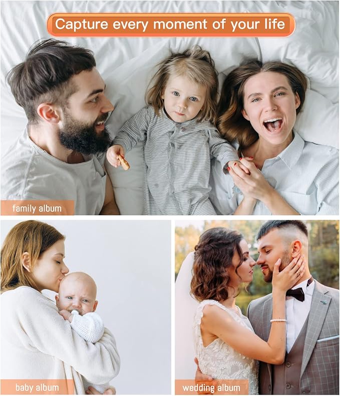 Popotop Photo Album Self Adhesive with Picture Display Window,60 Pages DIY Scrapbooking Supplies Kit for 4x6 8x10 Picture,Linen Cover Memory Book for Baby Wedding, with Scraper and Metallic Pen - Image 7