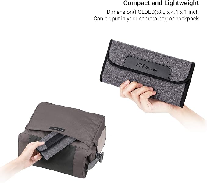JJC 4 Pockets Lens Filter Case for Filter Up to 82mm (37mm 40.5mm 43mm 46mm 49mm 52mm 55mm 58mm 62mm 67mm 72mm 77mm),Foldout Filter Pouch with Microfiber Cleaning Cloth,Photography Filter Holder Bag | Photography Lens Filter Holder Bag for 37mm 4.5mm 4... - Image 3