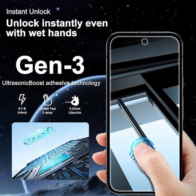 2+2 Pack for Google Pixel 9a Screen Protector Privacy Glass | 2 Pack Camera Lens Protector, Fingerprint Compatible, Anti Spy, 9H Hardness Glass - Image 4