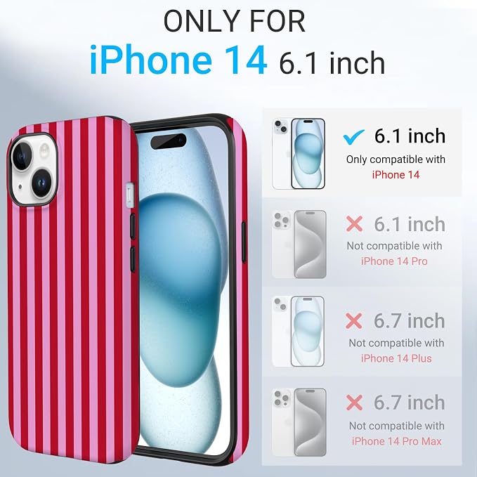 TPU Phone Case for iPhone 14, MagSafe Wireless Charging Compatible, Shockproof Slim Fit Protective Cover with Anti-Yellowing & Raised Camera Protection (Stripes 4, iPhone 14) - Image 2