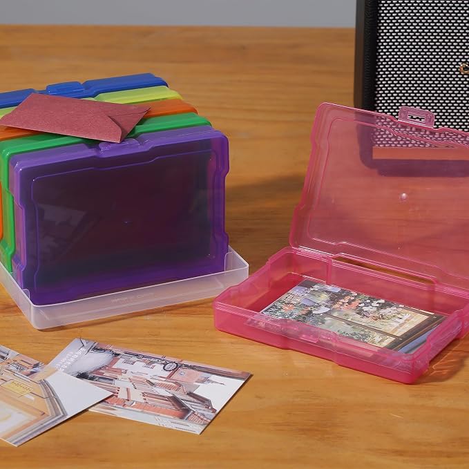 novelinks 6 Pcs 4"x6" Plastic Photo Storage Boxes with Tray (Color 2Pack) | Photo Organizers and Storage, Task Boxes for Special Education, Flash Card Holder, 4x6 Index Card Holder, Picture Boxes - Image 3