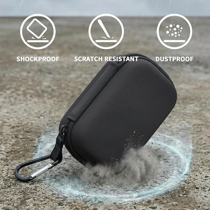 Comecase 12-Slot USB Flash Drive Case with Carabiner and SD Card Pocket | Hard Shell and Removable Foam Cushion Drives Against Drops for Work, School and Travel, Jet Black, Small, Case Only - Image 6