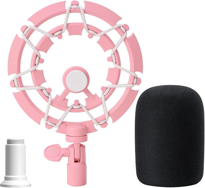 Pink Seiren X Shock Mount and Pop Filter - Pink Microphone Shock Mount for Razer Seiren X, Seiren V2 X Microphone, Shock Mount Mic Holder Compatible for Razer Seiren X Boom Arm Stand by YOUSHARES by YOUSHARES