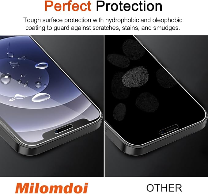 Milomdoi Screen Protector for Apple iPhone 12, Tempered Glass | 3+3 Pack, 9H+ Hardness, Camera Lens Protector, Military Grade Shatterproof, Easy Installation, No Bubbles, Case Friendly - Image 5