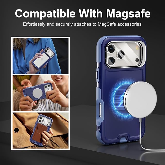 Follaroma Magnetic for iPhone 17 Pro Case with Camera Stand, Blue-Purple | Built-in Glass Camera Cover Stand,Compatible with MagSafe,Heavy Duty Shockproof Protective,Military-Grade Anti-DropDual Case - Image 4