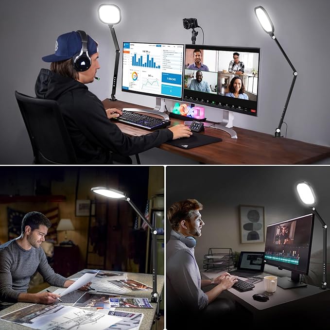 2 Packs Video Conference Light for Computer, Webcam, Video Recording | 15W LitONES Desk Ring Light for Zoom Calls Meeting with C-Clamp & Metal Swing Arm, Remote, Memory & Timing CRI 97.8 - Image 5