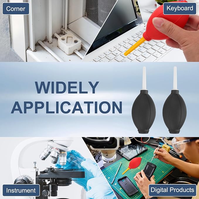 PATIKIL Soft Tip Air Blower Dust Blaster, 3 Pcs Rubber Bulb Air Pump Dust Blower Cleaner Cameras Lens Cleaning Tool with Long Nozzle for Camera Lens Computer Keyboard, Black/White - Image 6