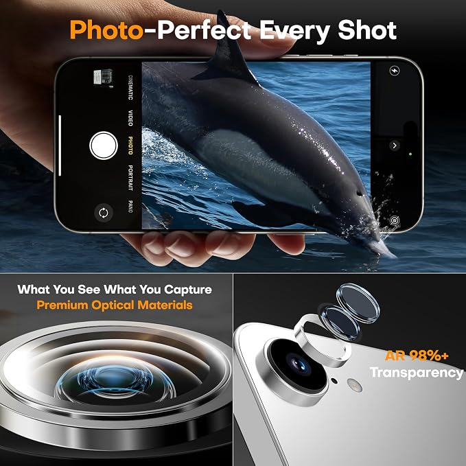 Camera Lens Protector for iPhone 17e/iPhone 16e- Silver | 9H Tempered Glass, Metal Individual Camera Cover, Accessories, Anti-drop, Case Friendly, HD Clear, Anti-Scratch - Image 4