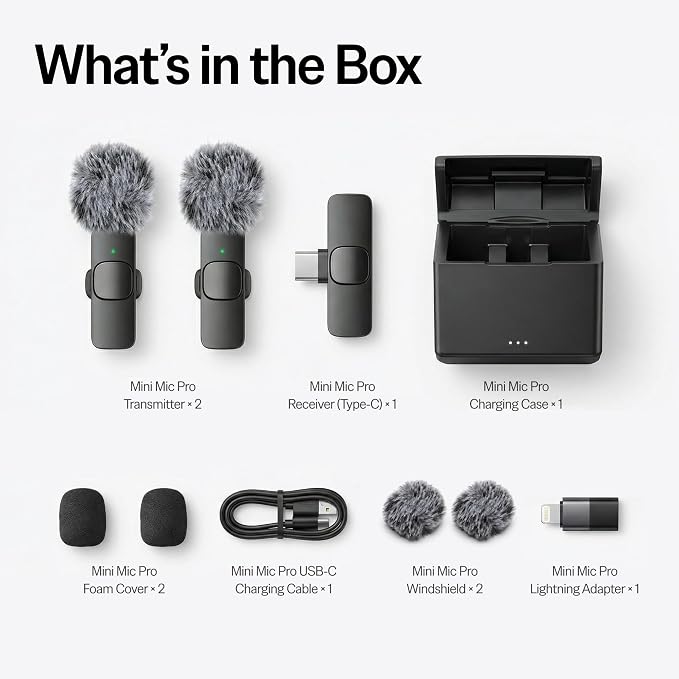 Mini Mic Pro (Latest Model – #1 Microphone for iPhone & Android, Wireless Mini Microphone, Clear Voice, Noise Cancelling, Lavalier Mic for TikTok, YouTube & Interviews (with Charging Case) - Image 6