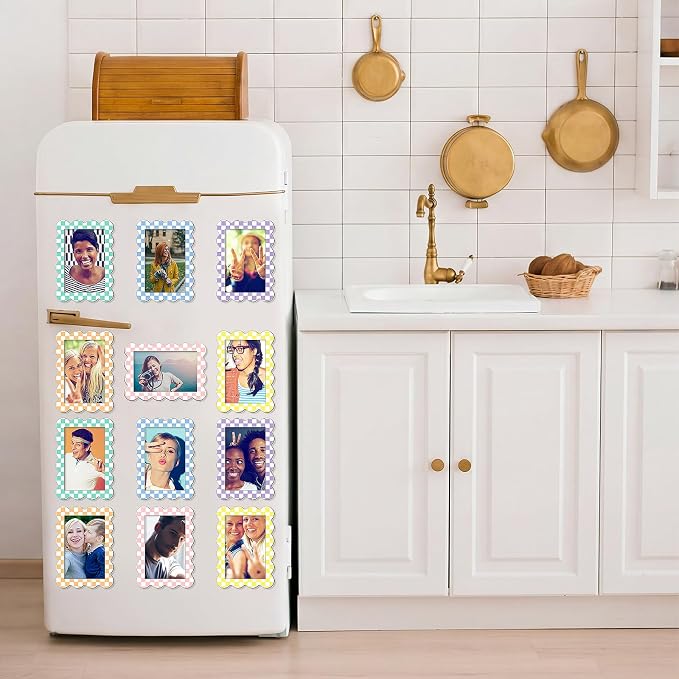 Capoda 12 Pcs 4x6 Magnetic Picture Frames Back to School Picture Frame for Refrigerator Locker Accessories Magnetic Photo Holders Colorful Fridge Photo Magnets for School Office Decorations(Checked) - Image 7