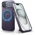 Dexnor for iPhone 15 Case with Slide Camera Cover & Adjustable Kickstand, Compatible with MagSafe, Rugged Shockproof Bumper Cases Heavy-Duty Magnetic Protective Cover,6.1 inch,Phantom Purple by Dexnor