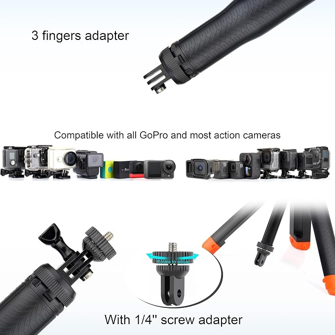 Floating Selfie Stick for GoPro Hero 13 12 11 10 9 8 Max Mission | 4 in 1 Floating Handle Stick Tripod Waterproof Extension Pole Monopod Hand Grip for GoPro DJI OSMO Action 6 5 Pro 4 AKASO - Image 8
