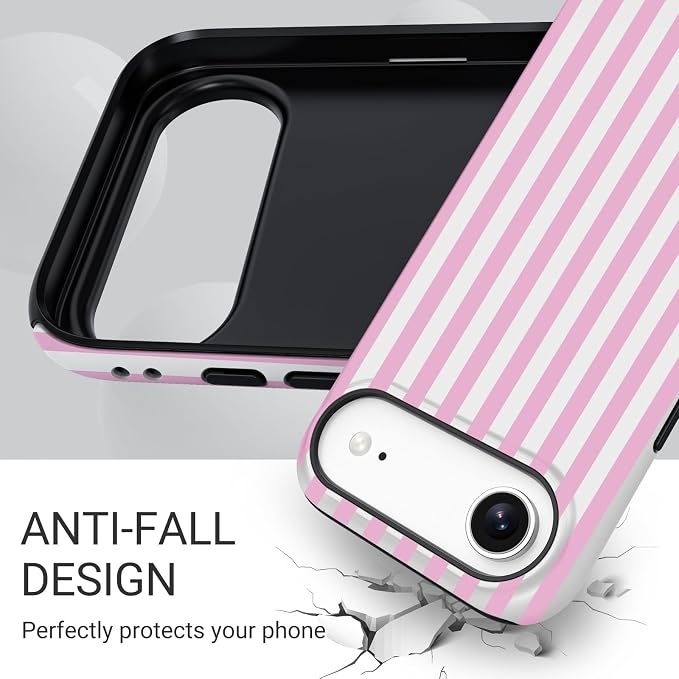 TPU Phone Case for iPhone 17 Air, MagSafe Wireless Charging Compatible, Shockproof Slim Fit Protective Cover with Anti-Yellowing & Raised Camera Protection (Pink Stripe, iPhone 17 Air(6.5")) - Image 5
