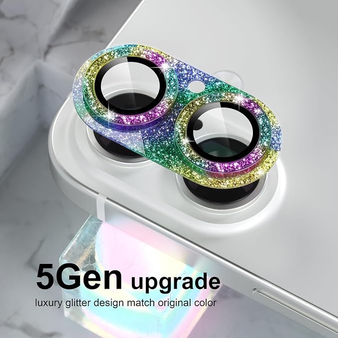 Choiche for iPhone 16 /iPhone 16 Plus Camera Lens Protector, Glitter-Colorful - Image 7