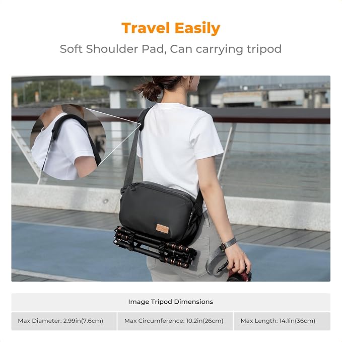 K&F CONCEPT 2 in 1 Camera Sling Bag, Everyday Shoulder Bag | Multifunction Photography Compact Crossbody DSLR Portable Bag, Compatible for Canon/Nikon/Sony, BS01 - Image 5