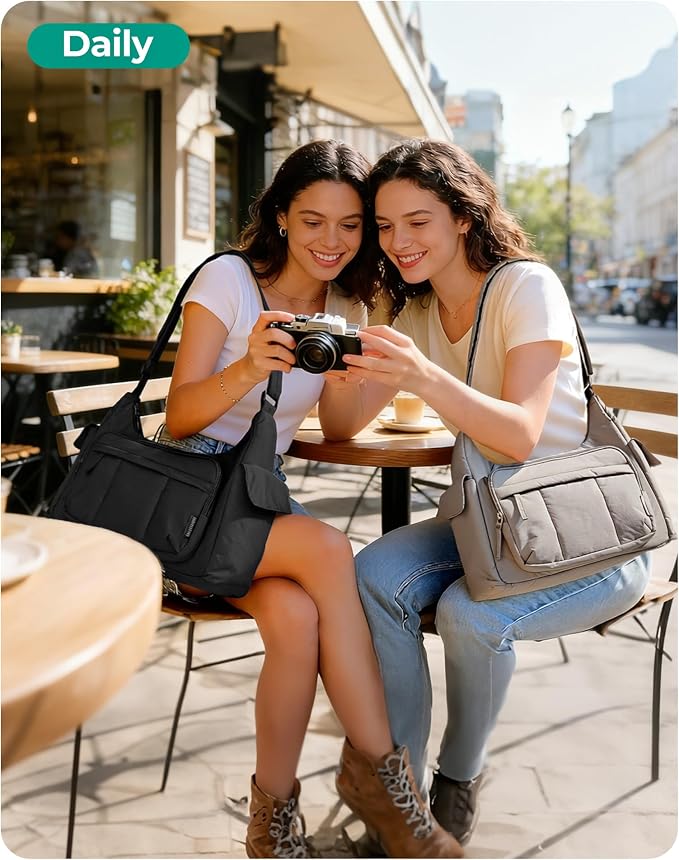 BAGSMART 2 in 1 Puffy Camera Bag for Photographer Everyday Shoulder Bag | Camera Sling Bag with Pockets Crossbody Bag Digital Camera Case for DSLR/Mirrorless Coffee Brown - Image 9