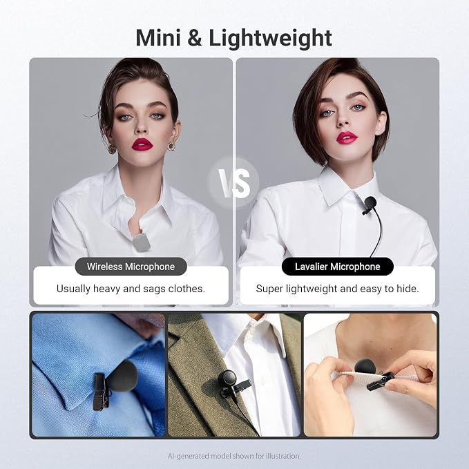 NEEWER ø9.7mm Lavalier Microphone (2 Pack), 3.5mm TRS Clip On Lapel Wired Omnidirectional Condenser Lav Mic with 1.5m Cable & Windscreen for Video Recording, Vlogging, Filming, LM10 - Image 6