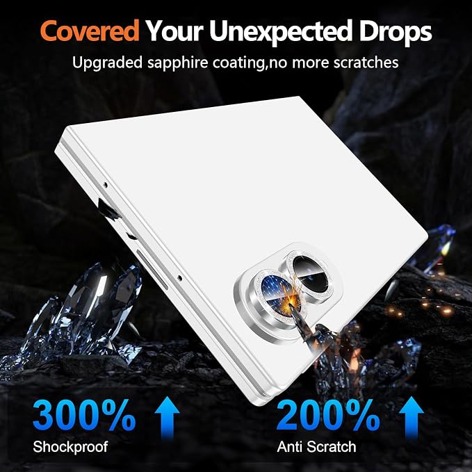 for Samsung Galaxy Z Fold 8 Camera Lens Protector, Individual Metal Ring Tempered Glass Lens Cover, [Strong Adsorption] Scratch Resistant Ultra-Thin HD Clear Lens Cover, Silvery Sparkly - Image 5