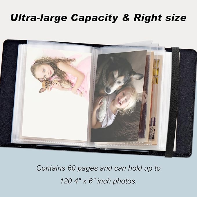 Small Photo Album 4x6 60 Pockets 120 Photos - Adventure Book Baby Photo Albums Photo Books for 4X6 Pictures Memory Book with Black Elastic Band for Photo Storage, Cat Family Flower Butterflies - Image 4